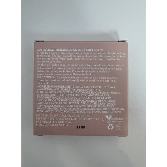 MOTD Blush Duo Pink Lace Two Toned Soft Powder Vegan Cosmetics 0.17oz NIB - Picture 4 of 4